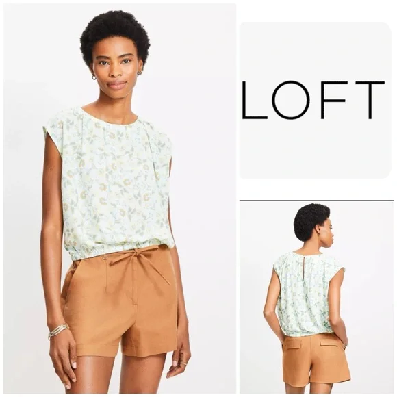 LOFT Women's Garden Floral Bubble Hem Sleeveless Blouse - Picture 1 of 8